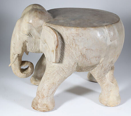 Carved Elephant Garden Stool/Side Table