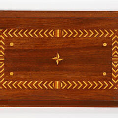 Vintage Mahogany Multi Wood Inlaid Serving Tray