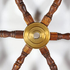 Mahogany and Brass Decorative Ships Wheel