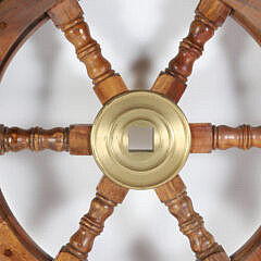 Mahogany and Brass Decorative Ships Wheel