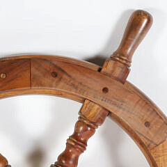 Mahogany and Brass Decorative Ships Wheel