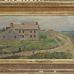 Oil On Artist Board "Nantucket Homestead Portrait", 19th Century
