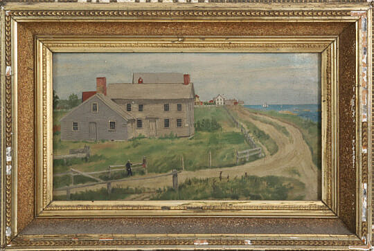 Oil On Artist Board "Nantucket Homestead Portrait", 19th Century