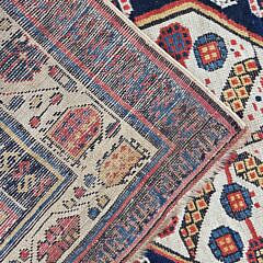 Vintage Caucasian Hand Knotted Wool Oriental Carpet Runner