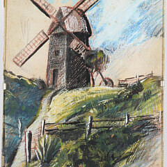 Mixed Media On Paper Of The "Old Mill"