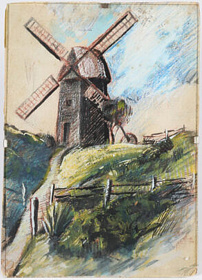 Mixed Media On Paper Of The "Old Mill"