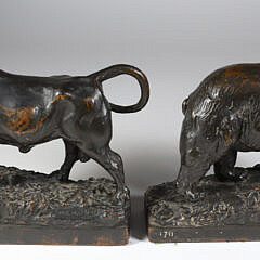 Pair Paul Herzel “Bear and Bull” Bookends, circa 1922