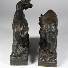 Pair Paul Herzel “Bear and Bull” Bookends, circa 1922