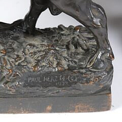 Pair Paul Herzel “Bear and Bull” Bookends, circa 1922