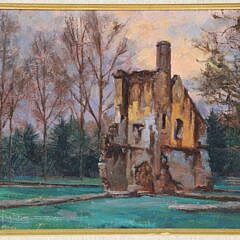 Louis Guarnaccia Oil on Canvas Landscape “Minster Lovell Hall Ruins”