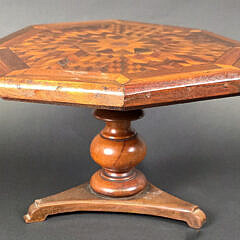 Antique Multiwood Inlaid Octagonal Salesman Sample Tilt Top Table, 19th Century