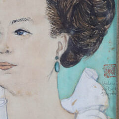 Pair of Helen Wilson Sherman Watercolors on Paper “Portraits of Two Women”
