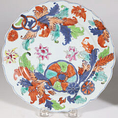 Pair of Chinese Export “Pseudo” Tobacco Leaf Plates with Shaped Rim, 18th Century
