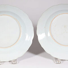 Pair of Chinese Export “Pseudo” Tobacco Leaf Plates with Shaped Rim, 18th Century