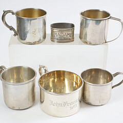 Five Sterling Silver Cups And Napkin Ring