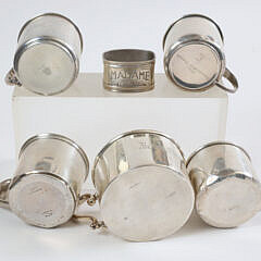 Five Sterling Silver Cups and Napkin Ring “Madame”
