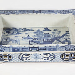 Pair of Antique Chinese Blue and White Porcelain Narcissus Flower Pots, 19th Century