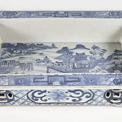 Pair of Antique Chinese Blue and White Porcelain Narcissus Flower Pots, 19th Century