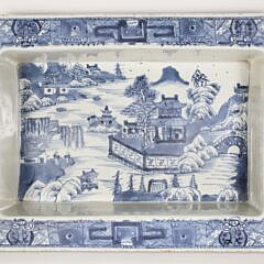 Pair of Antique Chinese Blue and White Porcelain Narcissus Flower Pots, 19th Century