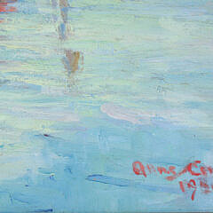 Anne Ramsdell Congdon Oil On Masonite “Island Service Wharf, Scene with Vessels, Nantucket, 1941”
