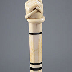 Whaler Made Clenched Fist With Snake Walking Stick, 19th Century