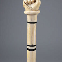 Whaler Made Clenched Fist With Snake Walking Stick, 19th Century