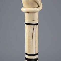 Whaler Made Clenched Fist With Snake Walking Stick, 19th Century