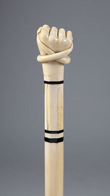 Whaler Made Clenched Fist With Snake Walking Stick, 19th Century