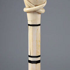 Whaler Made Clenched Fist With Snake Walking Stick, 19th Century