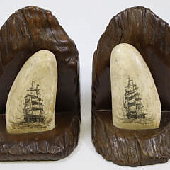 Pair Of Scrimshaw Sperm Whale Teeth, 20th Century