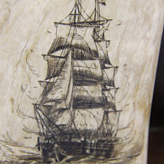 Pair Of Scrimshaw Sperm Whale Teeth Bookends