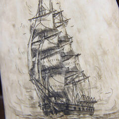 Pair Of Scrimshaw Sperm Whale Teeth Bookends