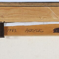 Philip Burnham Hicken Acrylic On Canvas “City Port #2, 1983”