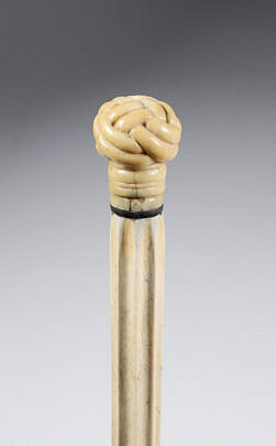 Whaler Made Turks Knot Grip Walking Stick, Mid 19th Century