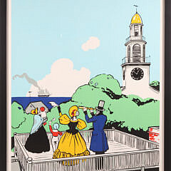 Tony Sarg Color Silk Screen On the Roof Walk