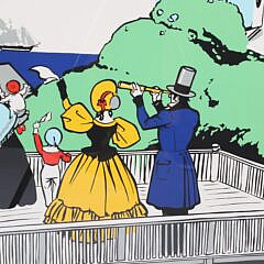 Tony Sarg Color Silk Screen On the Roof Walk