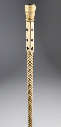 Whaler Made Scribed Knob Grip Walking Stick, mid 19th Century