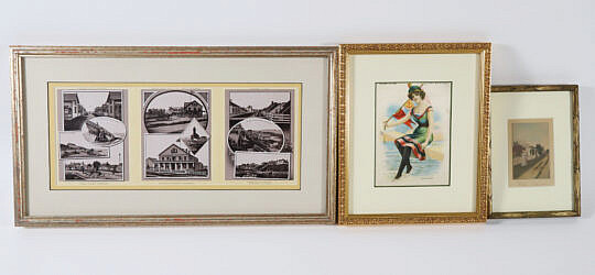 Group of 3 Framed Pieces Of Nantucket Souvenir Items
