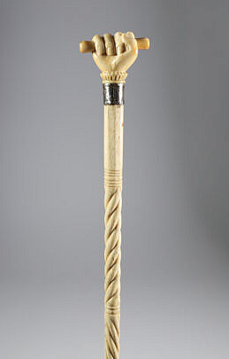 Whaler Made Clenched Fist With Dowel Walking Stick, mid 19th Century