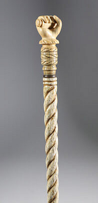 Whaler Made Fist Holding Dowel Walking Stick, early 19th Century