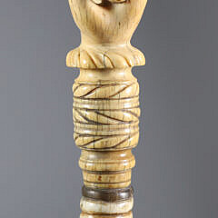 Whaler Made Fist Holding Dowel Walking Stick, early 19th Century
