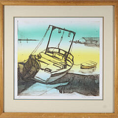 Jane Ball Lithograph "Fishing Boat, 83", 20th Century