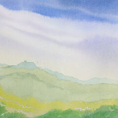 Group Of Two Jerry Carl Watercolors On Paper “Moor Fog Small” and “Moor Fog Larger Than Small”