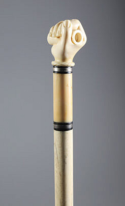 Whaler Made Fist Holding Dowel Walking Stick, Mid 19th Century