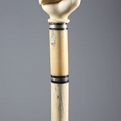 Whaler Made Fist Holding Dowel Walking Stick, mid 19th Century