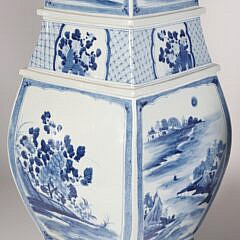 Pair of Large Antique Chinese Blue and White Canton Vases, 19th Century