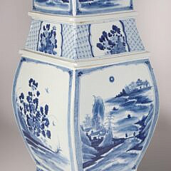Pair of Large Antique Chinese Blue and White Canton Vases, 19th Century