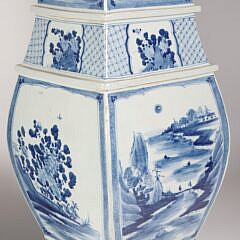 Pair of Large Antique Chinese Blue and White Canton Vases, 19th Century