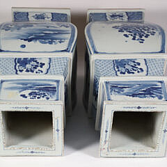 Pair of Large Antique Chinese Blue and White Canton Vases, 19th Century