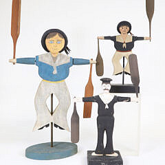 Group Of Three Carved And Painted Nantucket Folk Art Sailor Boy Whirligigs